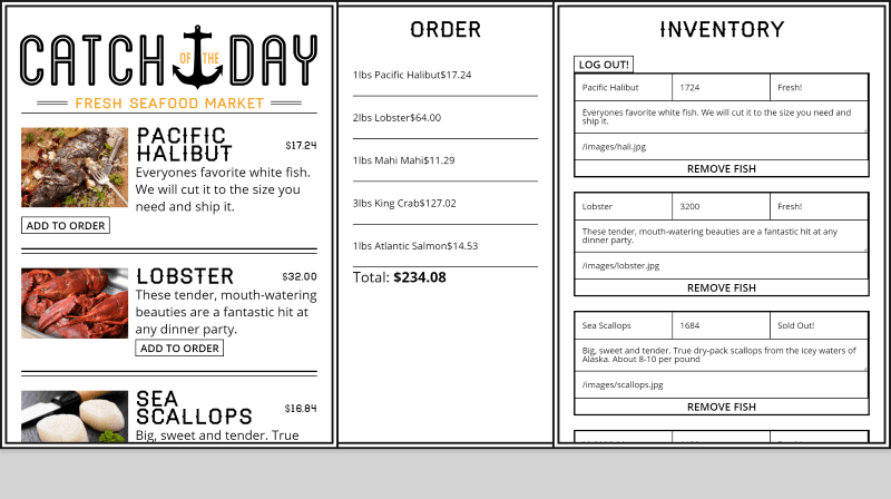 Image of the Catch of The Day seafood restaurant project.